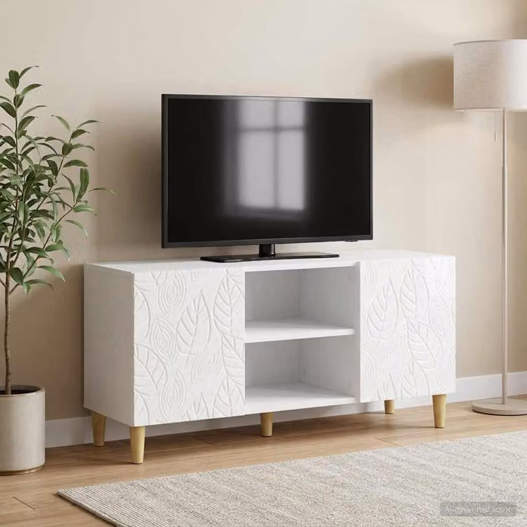 Mobile TV vidaXL Bianco Lucido in Legno MDF L: 102 cm, P: 34,5 cm, H: 50 cm