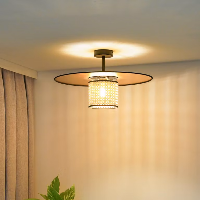 Plafoniera soffitto Manila Duolla, dimmerabile, Ottone / Oro, Soggiorno / Sala da pranzo, Tessuto / Stoffa / Seta, Plafoniera