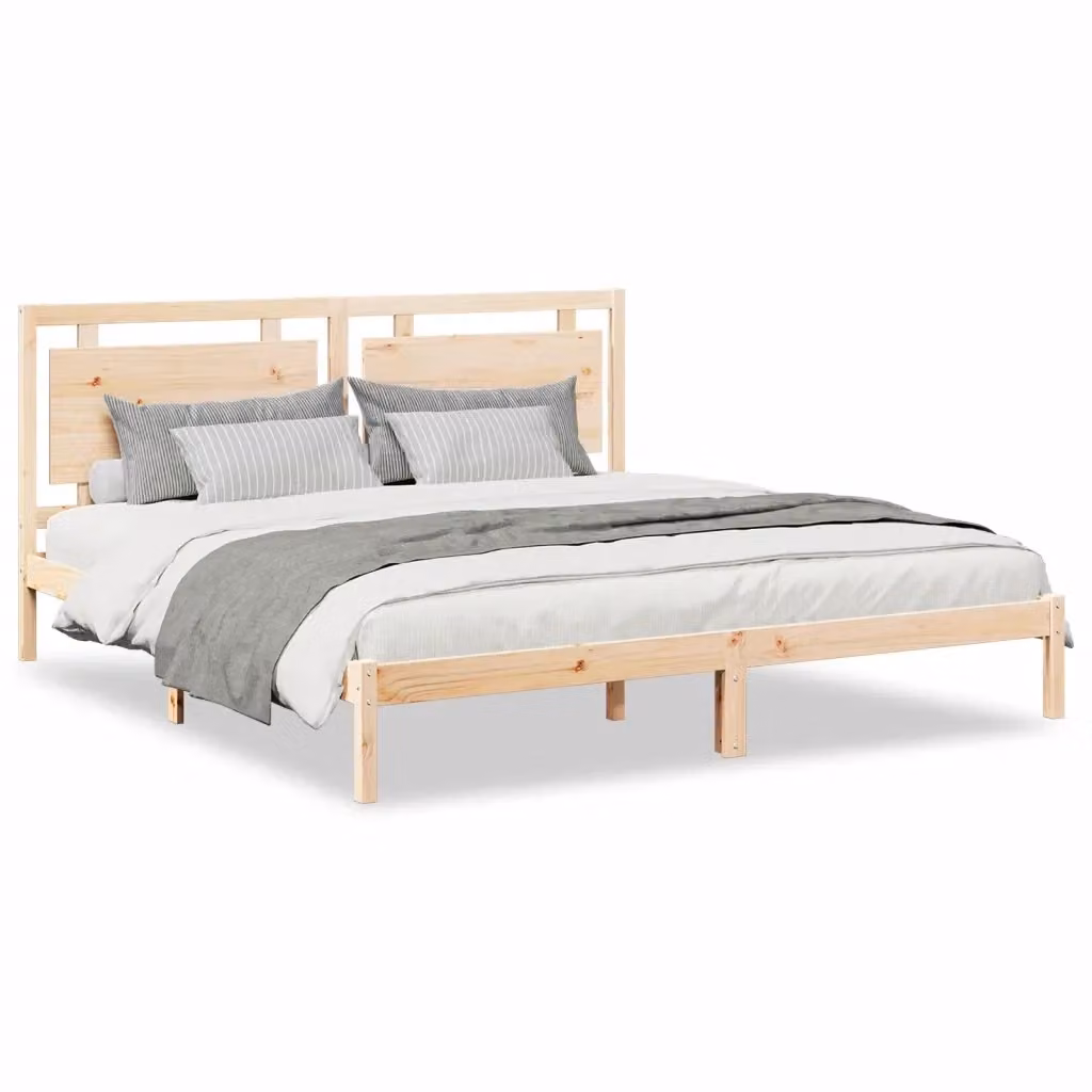vidaXL Giroletto Extra Lungo in Legno di Pino Massello Marrone L: 205,5 cm, P: 215,5 cm, H: 100,5 cm – 2
