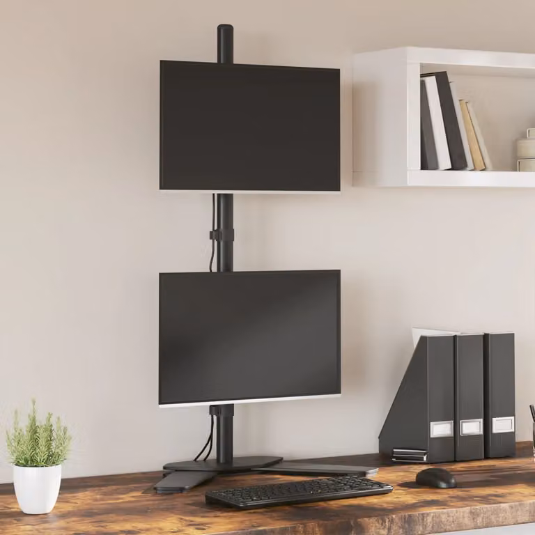vidaXL Supporto per Doppio Monitor in Acciaio Nero VESA 75x75 mm