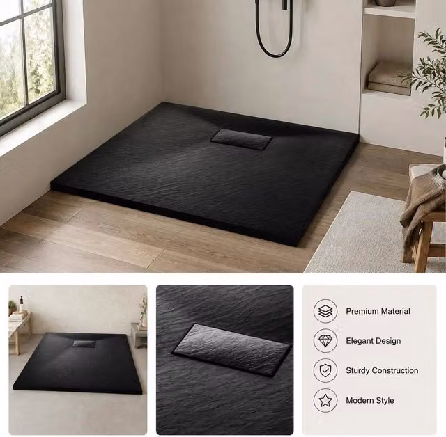 SMC Black Shower Tray 90x90 Cm