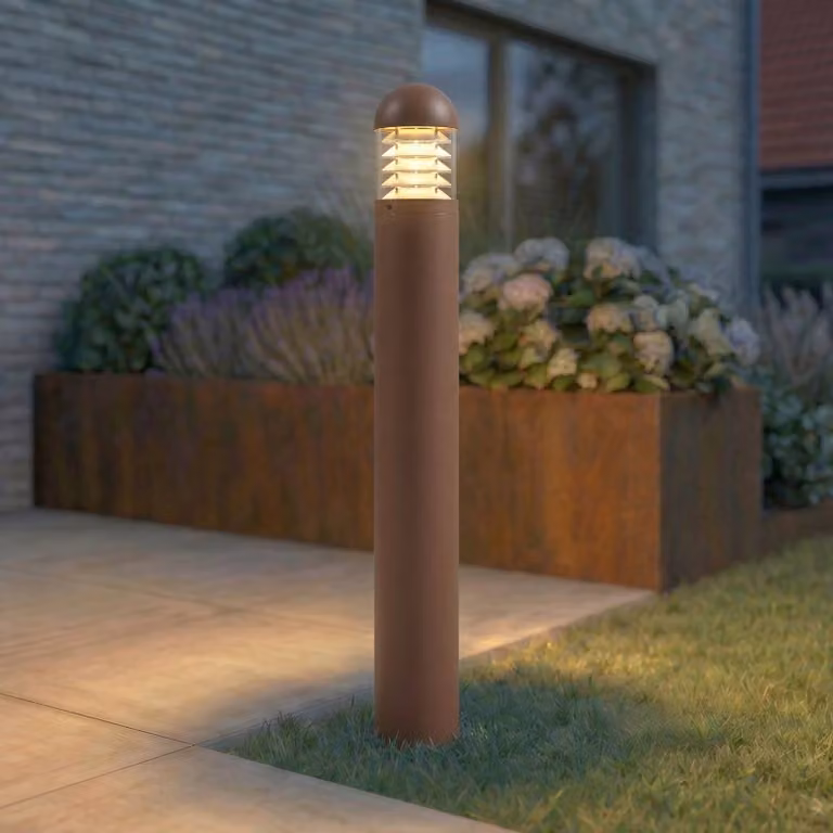 Lampioncino da giardino Skagena Lucande, Marrone / Ruggine, Alluminio, Moderno, Lampada LED da esterni