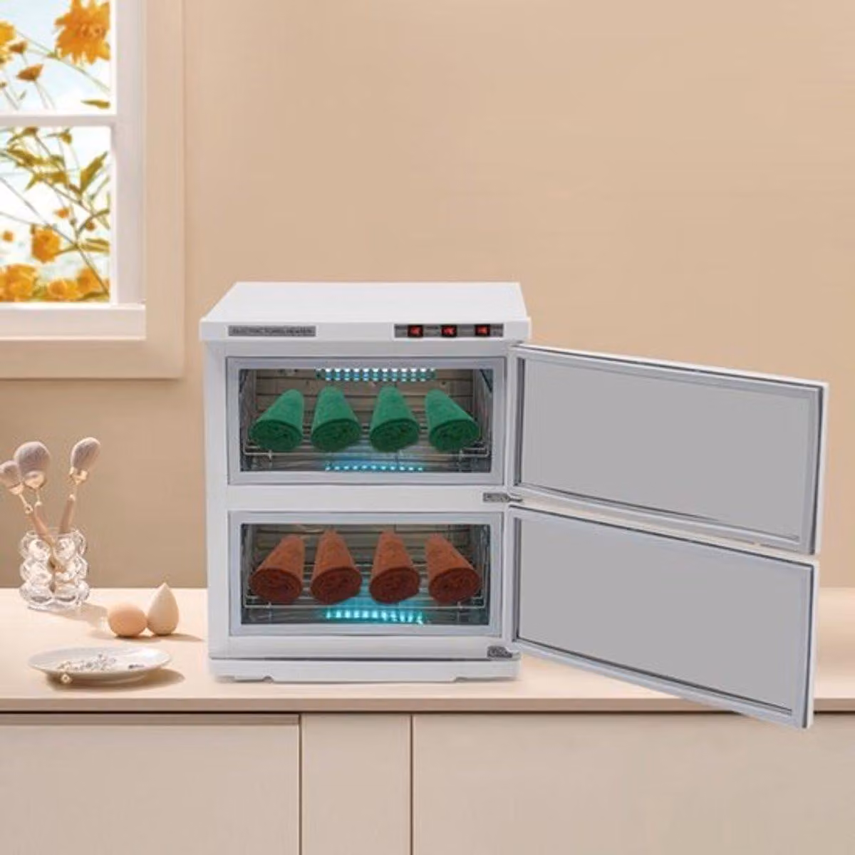 Asciugamani elettrico - capacità 50 litri - acciaio inossidabile - con sterilizzazione UV - per saloni di bellezza e uso domestico