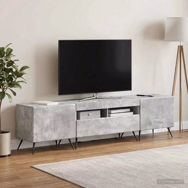 Mobile TV LED BREDA 3 pz Grigio Cemento Legno ingegnerizzato 3416923