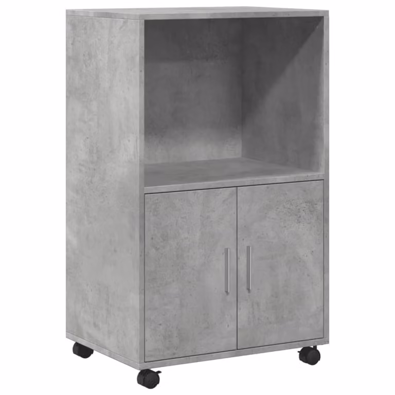 Mobiletto con Ruote Grigio Cemento 55x40x91 cm in Truciolato