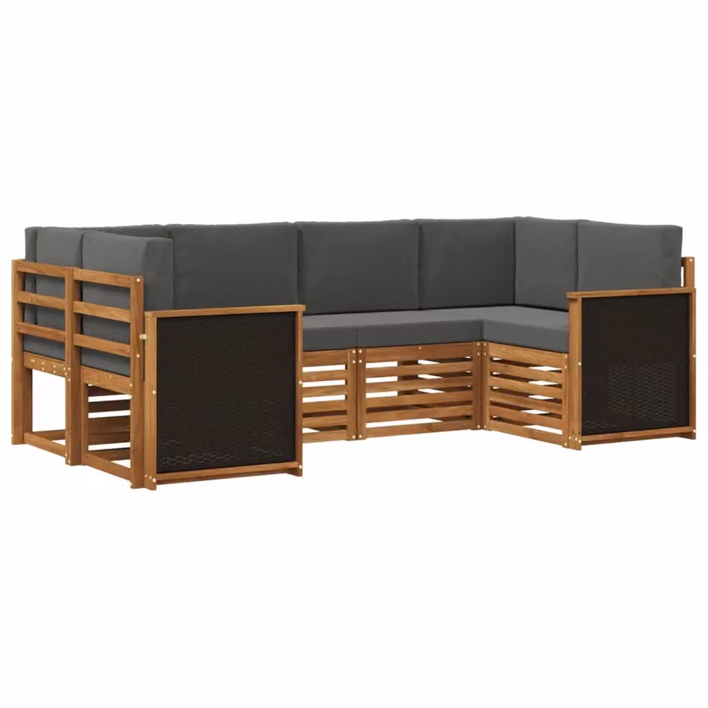 Set di divani da esterno a L vidaXL in legno di acacia con cuscini, beige e antracite – 2