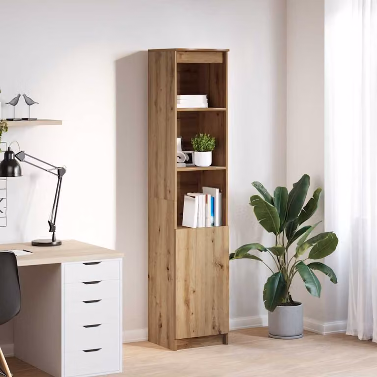 Credenza Alta vidaXL in Rovere Marrone con Ripiani Interni e Ante a Battente L/P/H: 37,5 x 35 x 180 cm
