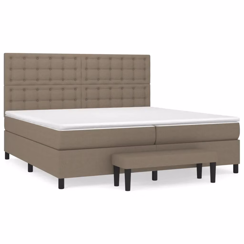 Letto Ibrido vidaXL con Giroletto a Molle e Materasso in Tessuto Beige e Bianco L/P/H: 200 x 200 x 28 cm – 2