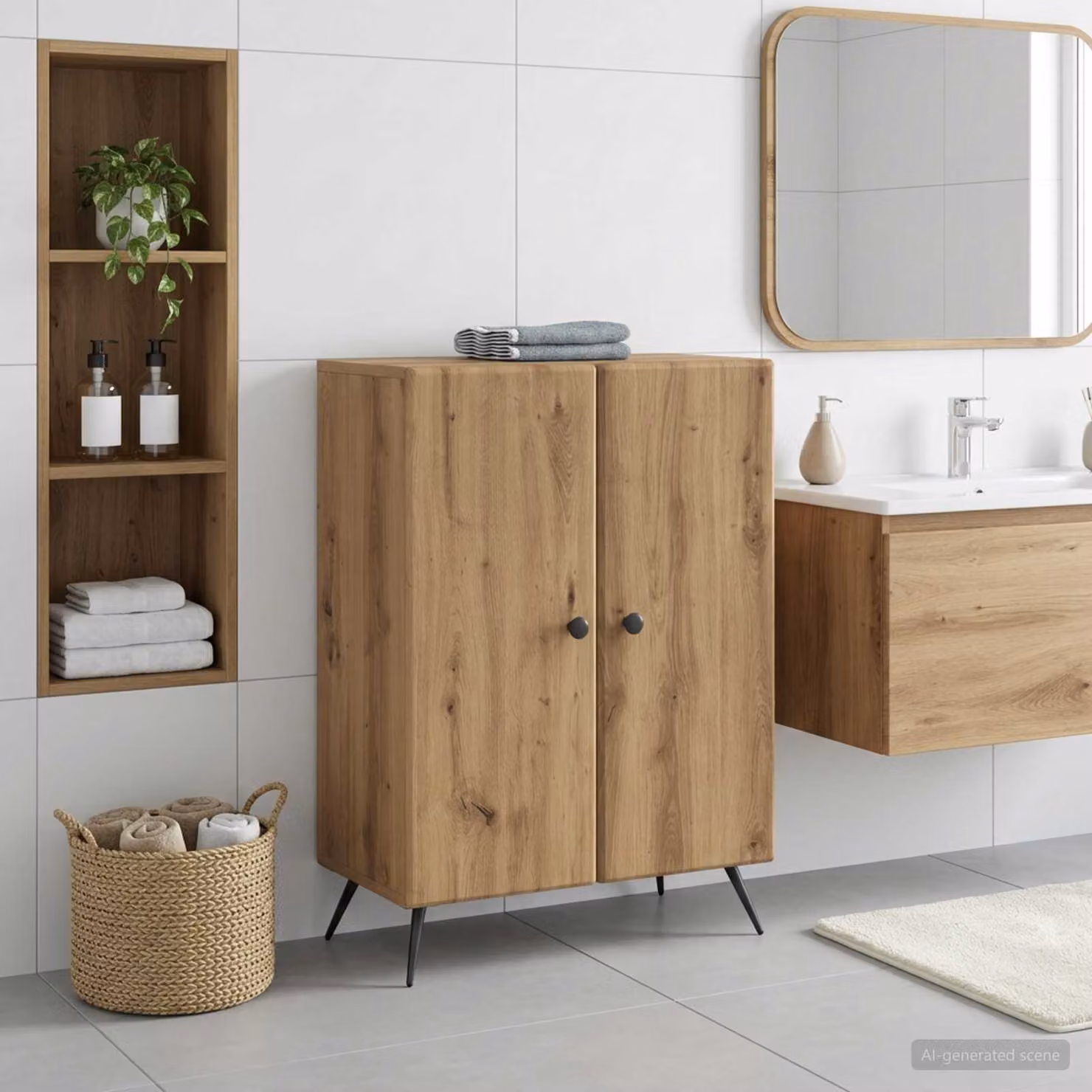 Mobiletto da Bagno vidaXL BREDA in Rovere Moderno, L/P/H: 59,5 x 31 x 80 cm
