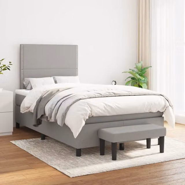 Letto Ibrido con Giroletto a Molle e Materasso vidaXL Grigio Chiaro e Bianco L/P/H: 120 x 200 x 5 cm