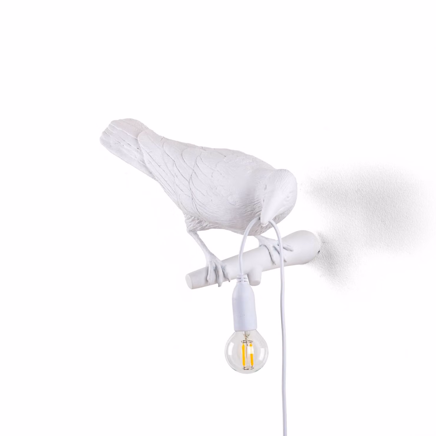 SELETTI Bird Lamp lampada decorativa da parete per esterni, destra, bianco, Bianco / Opale, Plastica, Design