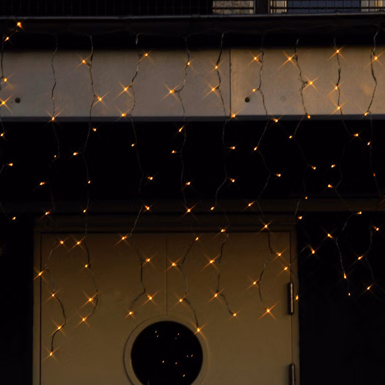 Tenda luminosa a LED effetto "pioggia di ghiaccio" - modello "Icicle" - 1x1 metro - 100 LED bianco caldo - con trasformatore esterno
