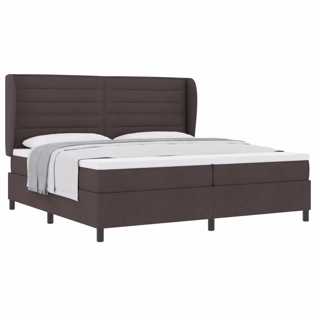 Letto a molle con materasso vidaXL in tessuto marrone con struttura in legno e pino L/P/H: 200 x 200 x 128 cm – 2