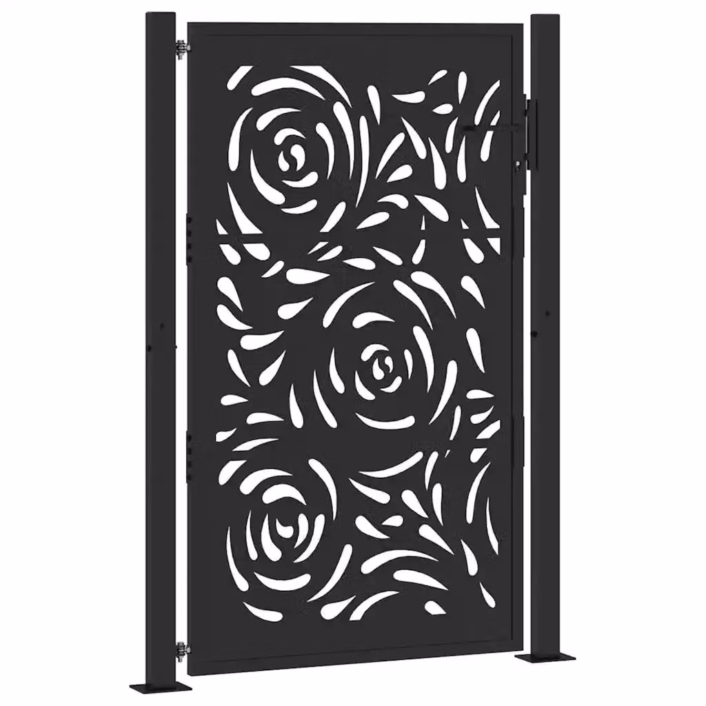 Cancello singolo da giardino vidaXL in acciaio nero con design a fiamma L: 110 cm, H: 155 cm – 2