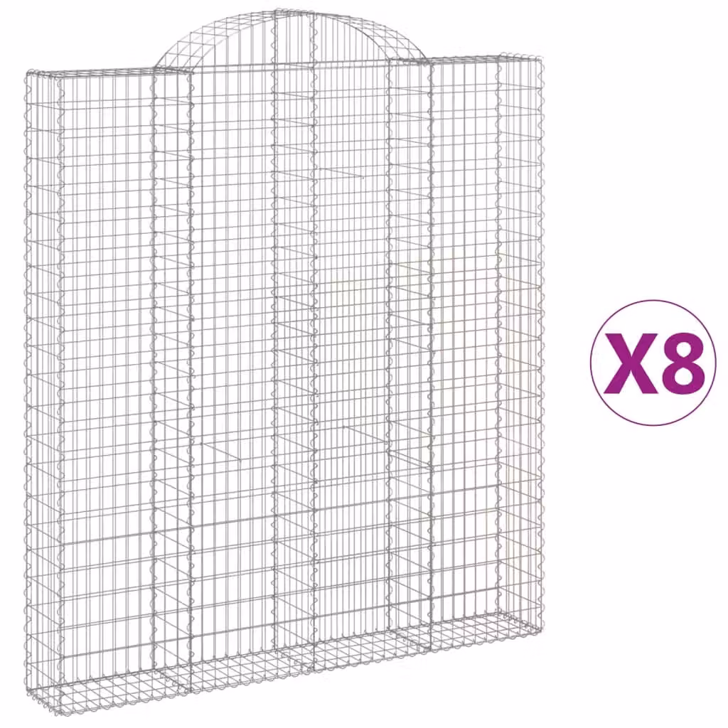 Cesti Gabbioni ad Arco 8 pz 200x30x220/240 cm Ferro Zincato