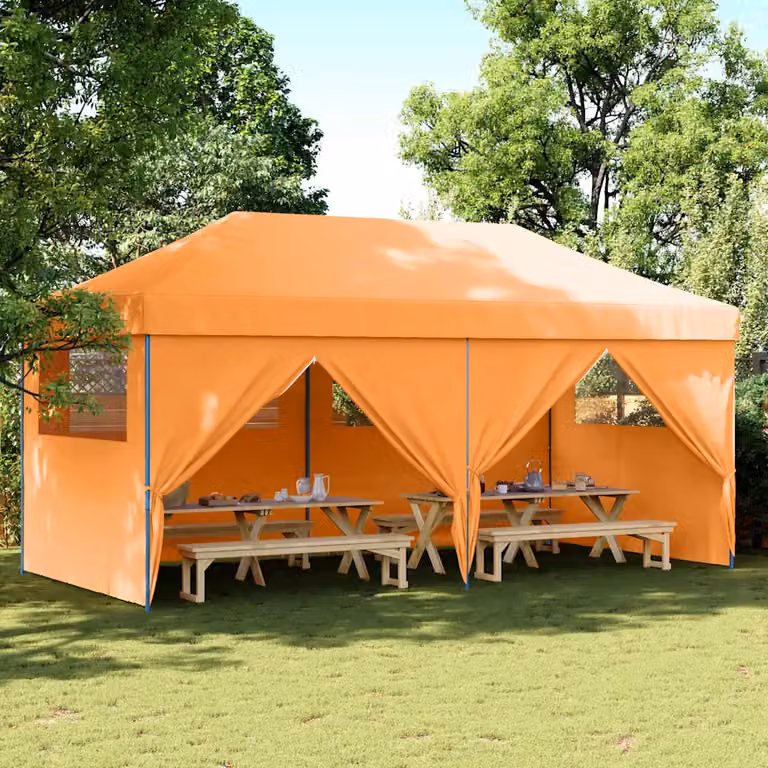 vidaXL Tendone per Feste Pieghevole Pop-Up con 4 Pareti Arancione e Blu L/P/H: 580 x 315 x 292 cm
