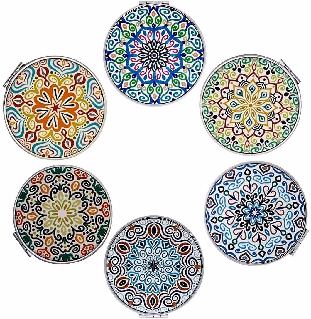 Solidchoice - Set di 6 specchi da mano ingrandenti portatili, con ingrandimento 1x e 2x