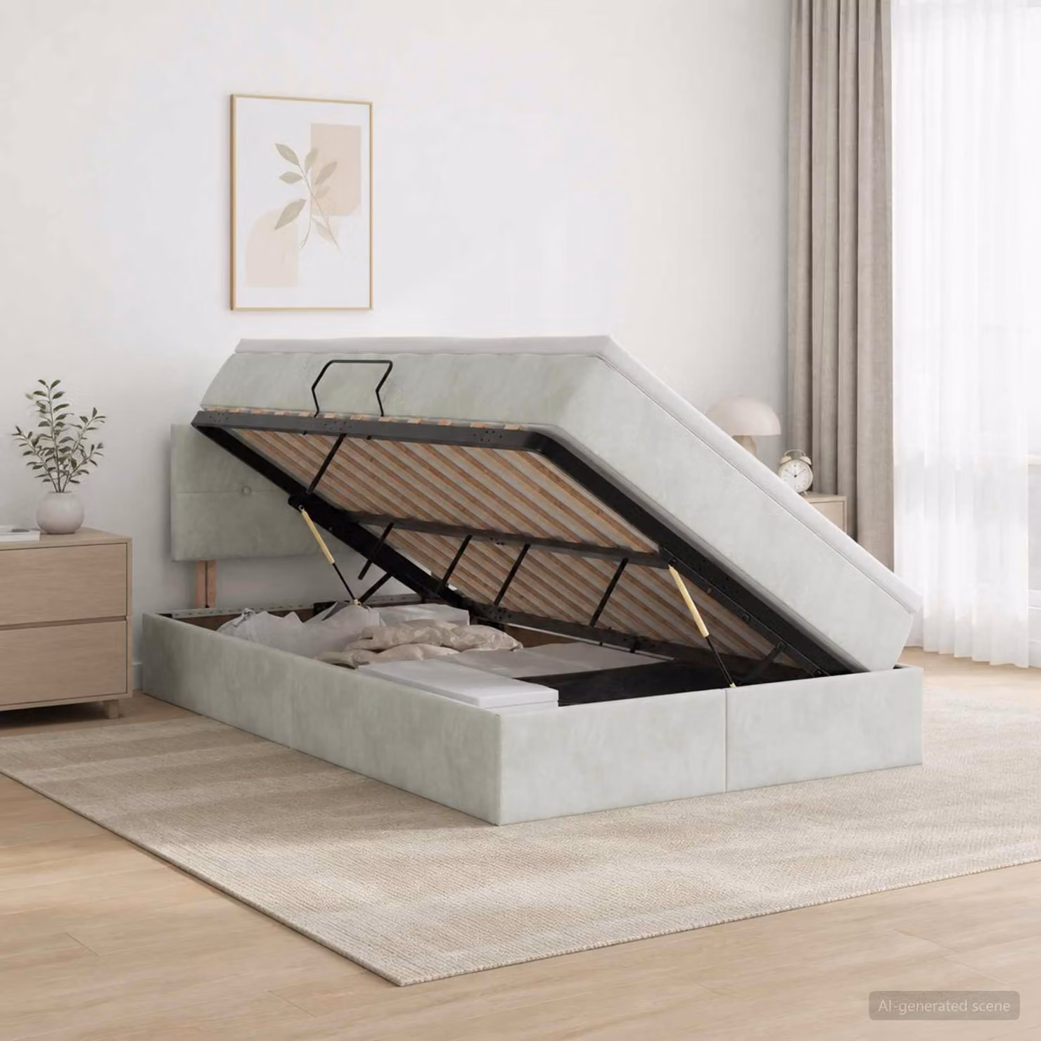 Letto con contenitore vidaXL in velluto grigio chiaro, L/P/H: 120 x 200 cm