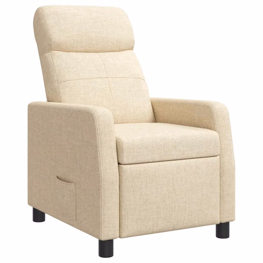 Poltrona reclinabile relax in tessuto beige con braccioli per soggiorno e ufficio – 2