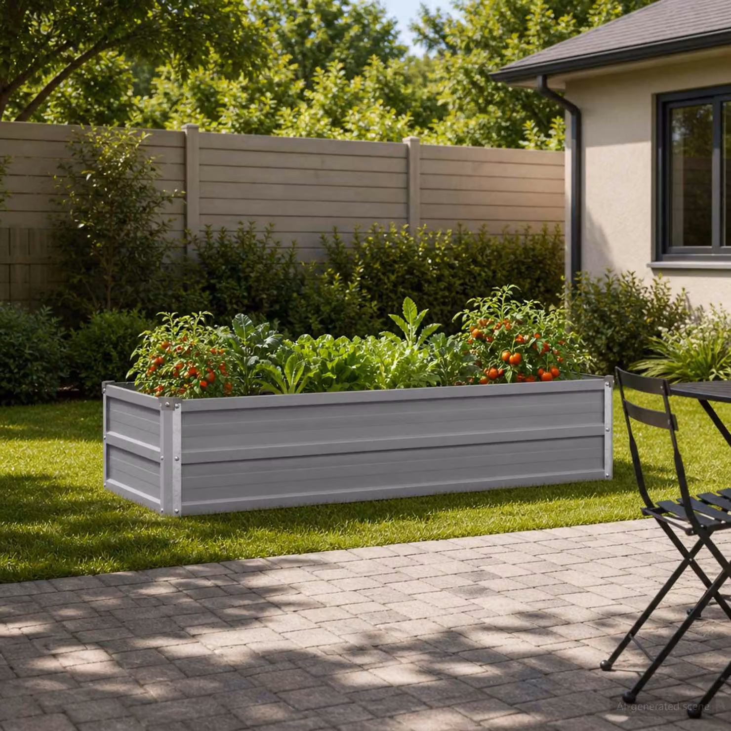 Letto rialzato da giardino vidaXL in metallo Grigio L: 100 cm, P: 40 cm, H: 24 cm