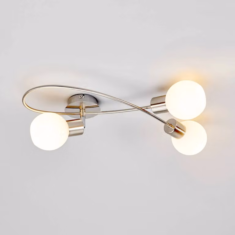 Plafoniera soffitto Elaina Lindby, dimmerabile, Alluminio / Grigio / Zincato, Soggiorno / Sala da pranzo, Metallo, Moderno, Plafoniera