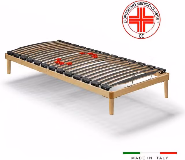 Rete Fissa Singola Lumea 80x190 con Doghe Regolabili e Piedini Dispositivo Medico
