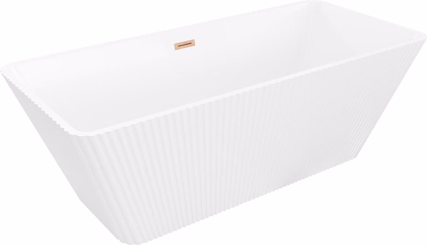 Mexen Tava vasca da bagno freestanding rigata 170 x 75 cm, bianca, troppo pieno rame spazzolato - 52851707500-65
