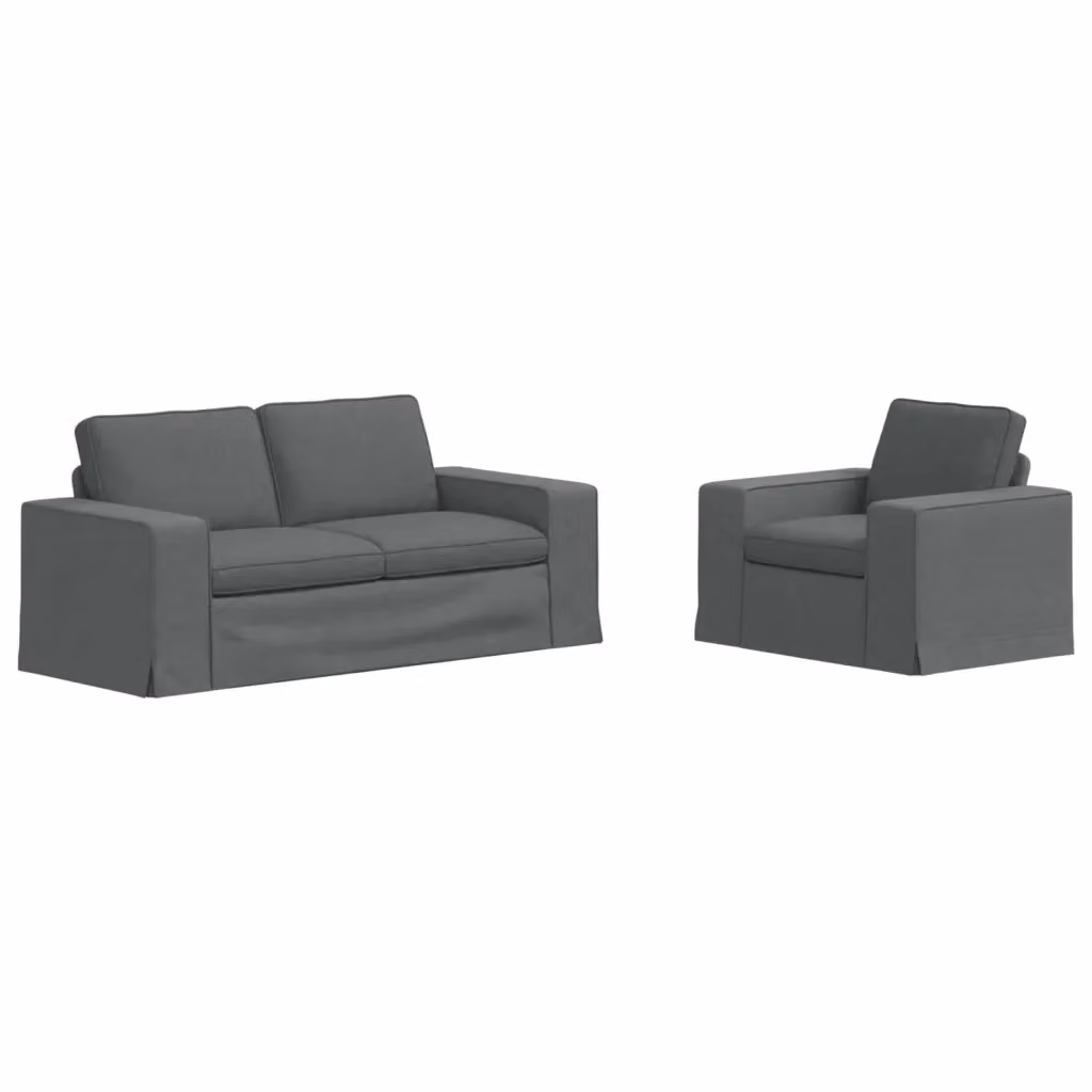 Set di divani a L vidaXL moderno in tessuto grigio e nero con struttura in metallo e coperture rimovibili – 2