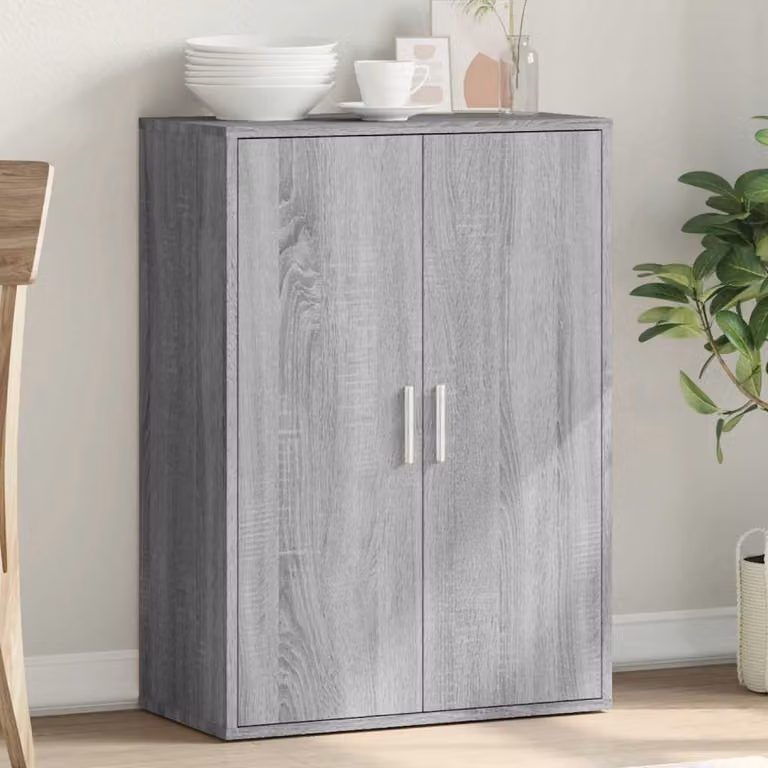 Credenza moderna vidaXL in legno multistrato e MDF, colore Grigio, L 60 cm x P 31 cm x H 84 cm