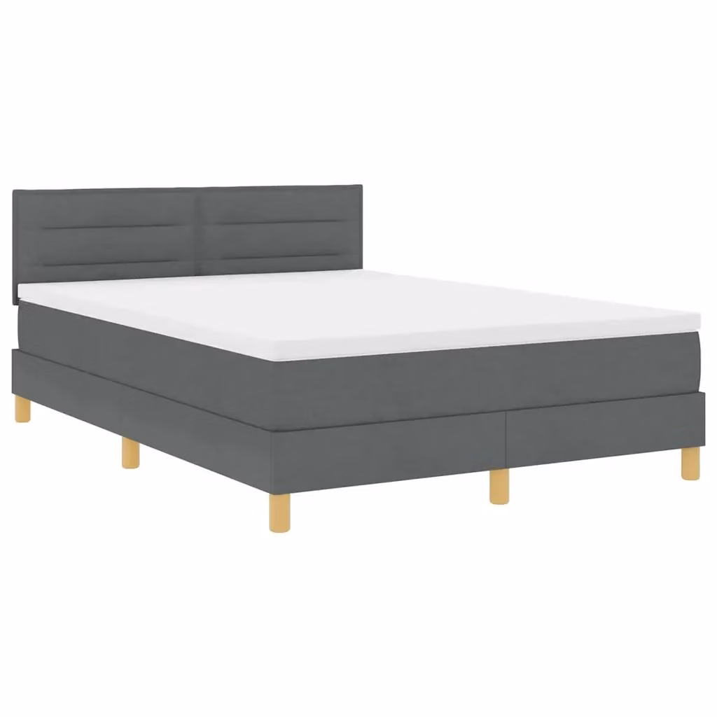 Letto matrimoniale moderno vidaXL in tessuto grigio con illuminazione LED sottostante e porta di ricarica USB, L/P: 140 x 200 cm – 2