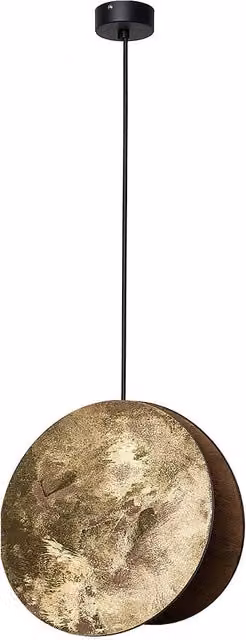 Lampada a sospensione Nowodvorski Lighting Wheel oro e nero, design moderno in metallo e legno, Ø 30 cm, attacco E27