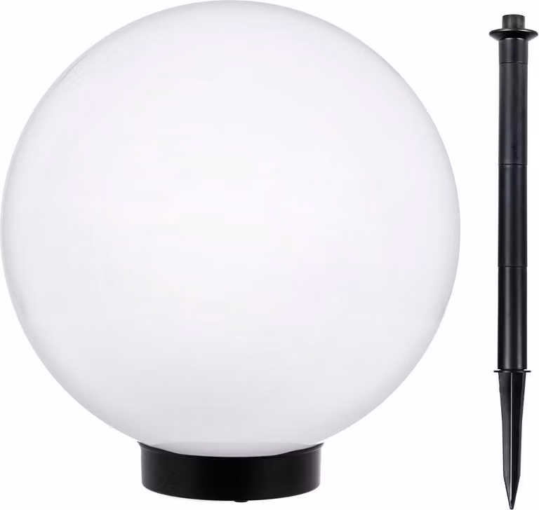 Luce solare da giardino a globo + picchetto a terra bianco 30x63