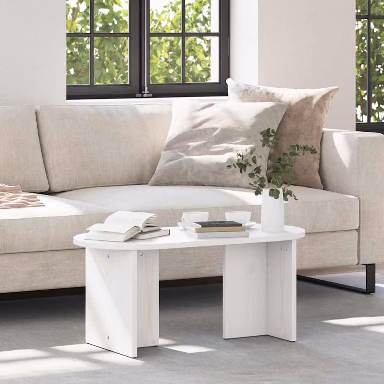 Maison Exclusive - Tavolino bianco 80 x 39,5 x 35 cm in legno massello di pino