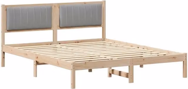 Letto matrimoniale | Letto per adulti | Letto con Testiera Rivestita Grigio chiaro 150 x 200 cm