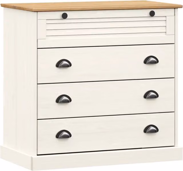 Cassettiera VIGO Bianca 80x40x76 cm in Legno Massello di Pino CFW5883612