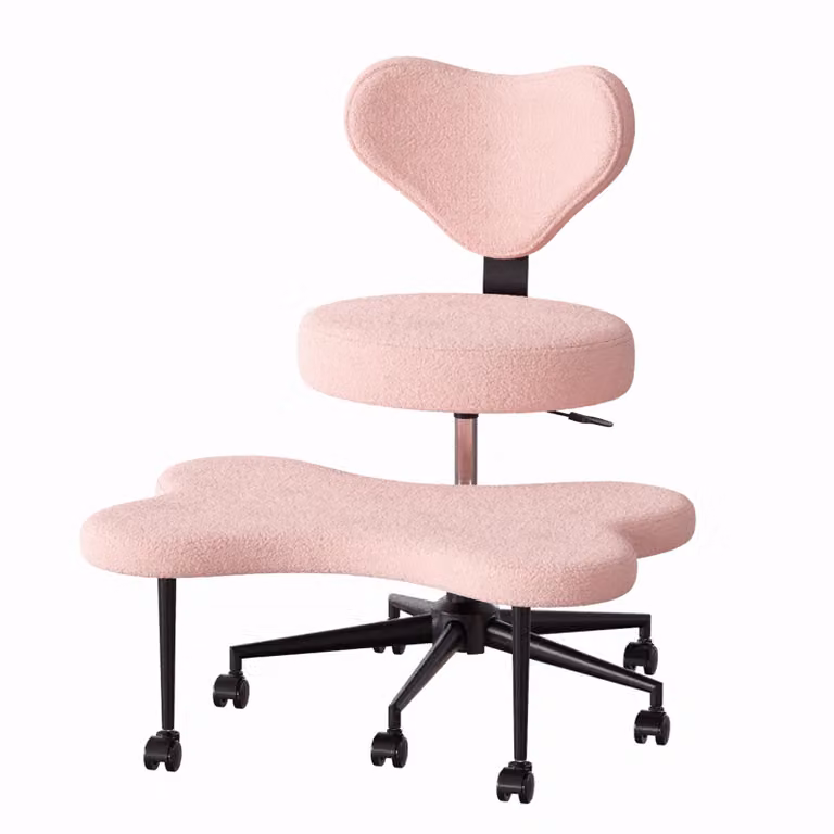Sedia da ufficio ergonomica, sedia da meditazione ergonomica con ruote e supporto lombare, sedia ADHD, sedia da scrivania, sedia da computer, poltrona da ufficio, rosa