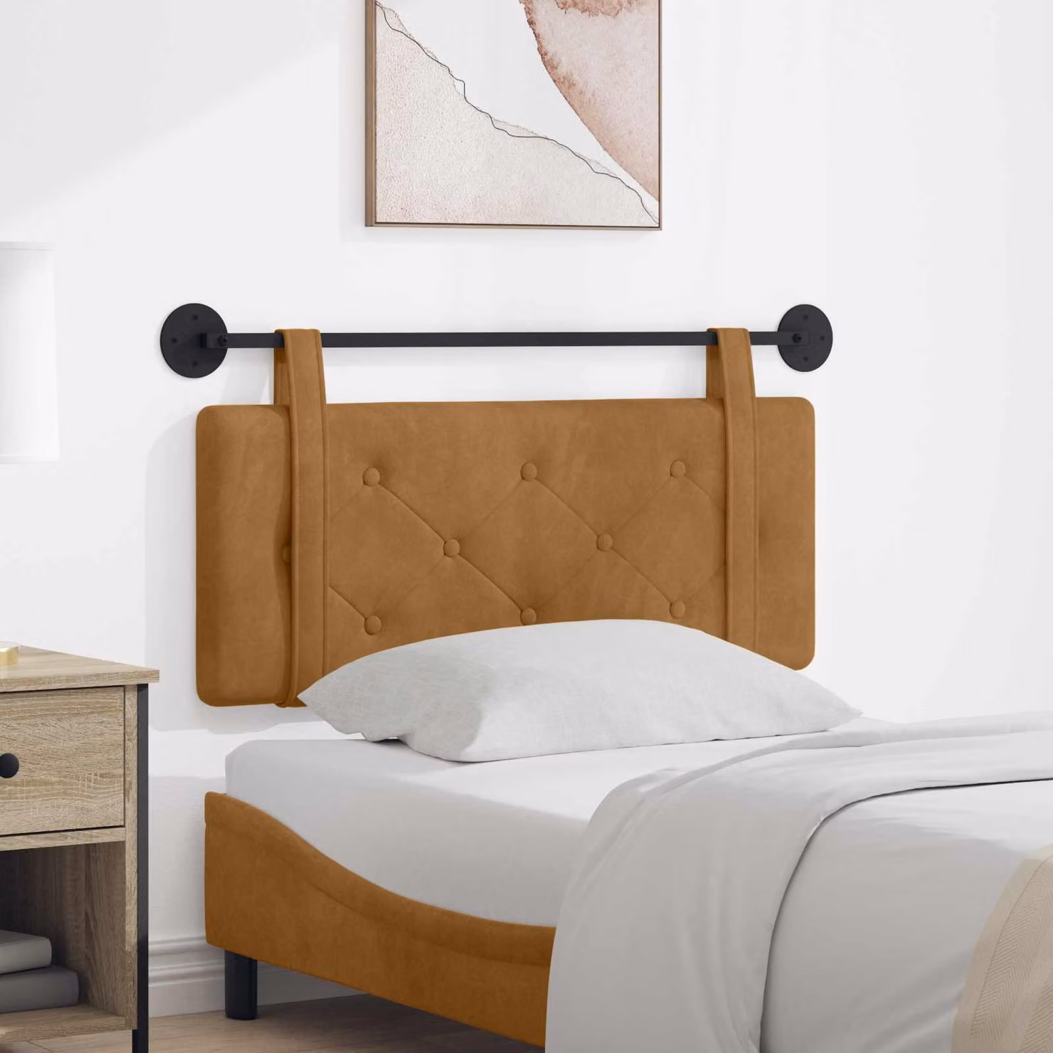 Testiera sospesa moderna vidaXL in velluto marrone con pannello imbottito e struttura in legno