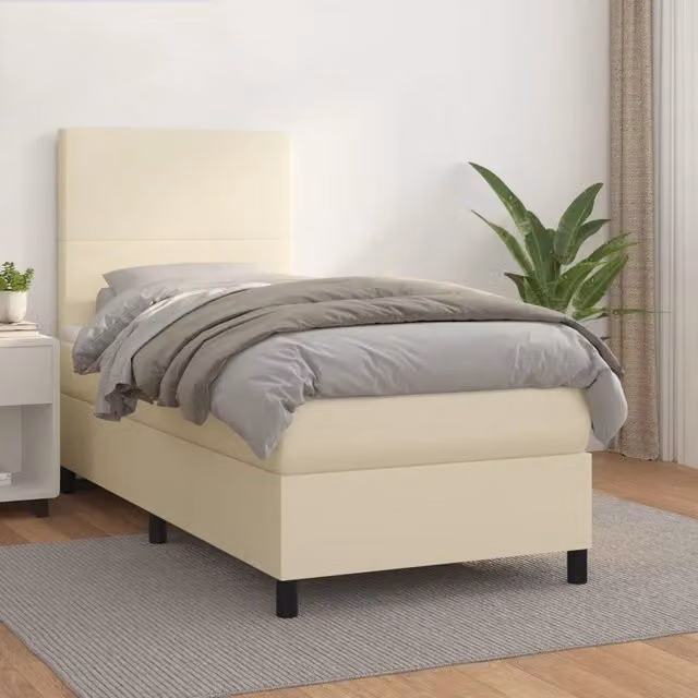 Giroletto a Molle con Materasso Crema 90x200 cm in Similpelle 3142703
