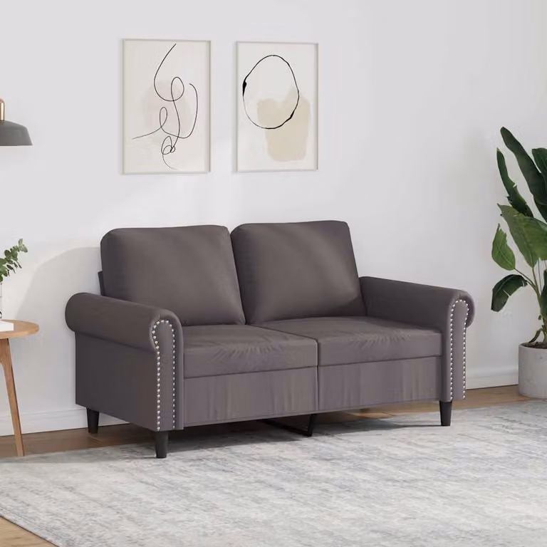 vidaXL Divano Moderno a 2 Posti in Similpelle Grigio con Struttura in Metallo L: 152 cm, P: 77 cm, H: 80 cm