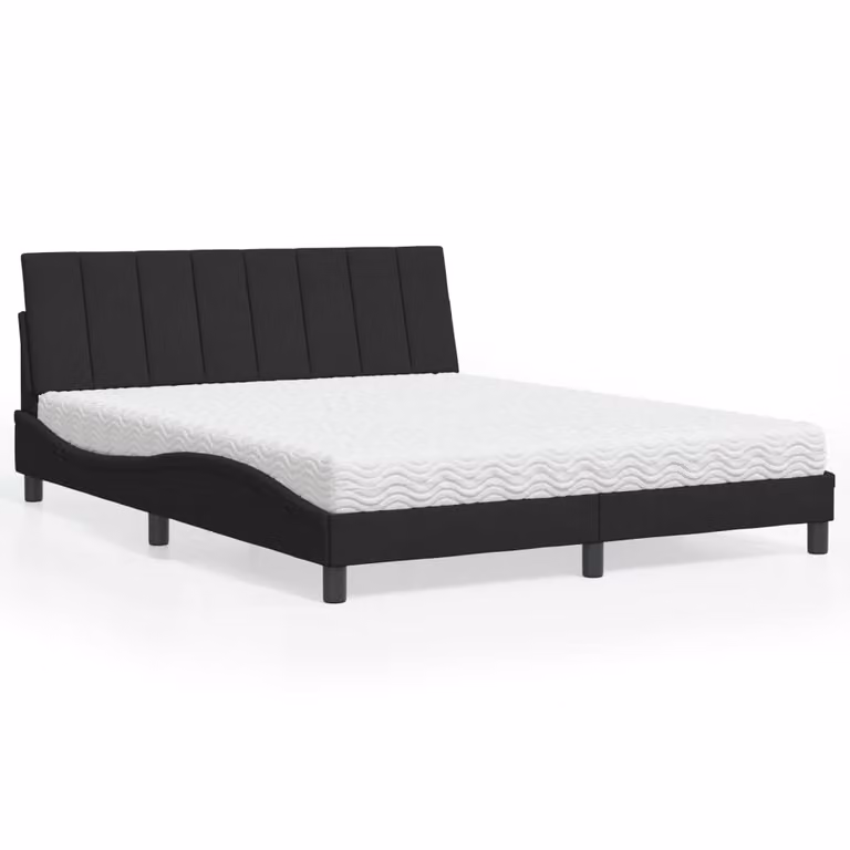 Letto con Materasso Hanko vidaXL in Velluto Nero 160x200 cm