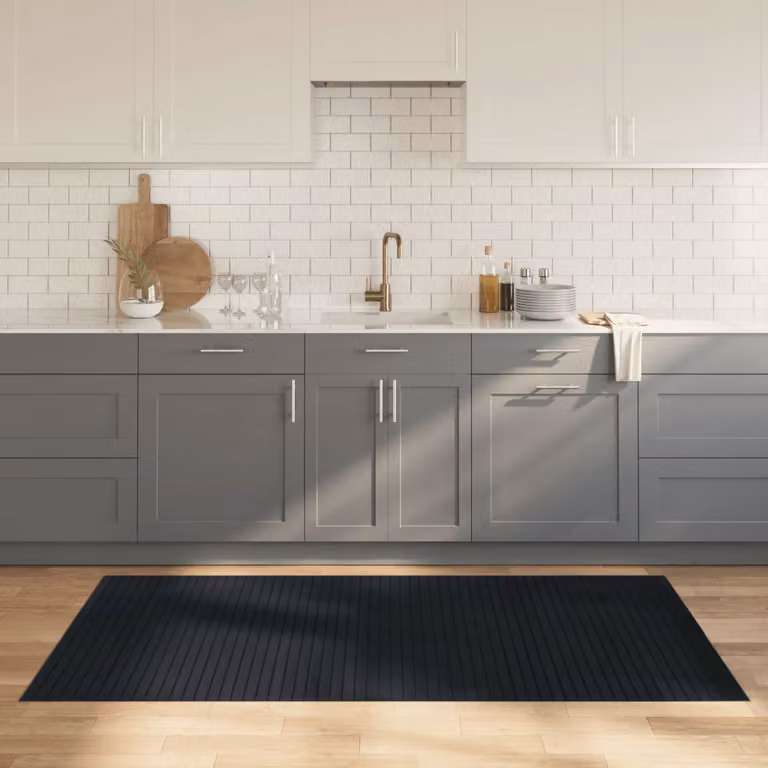 Tappeto rettangolare moderno vidaXL in bambù e polipropilene, grigio e nero, L 100 cm x P 200 cm