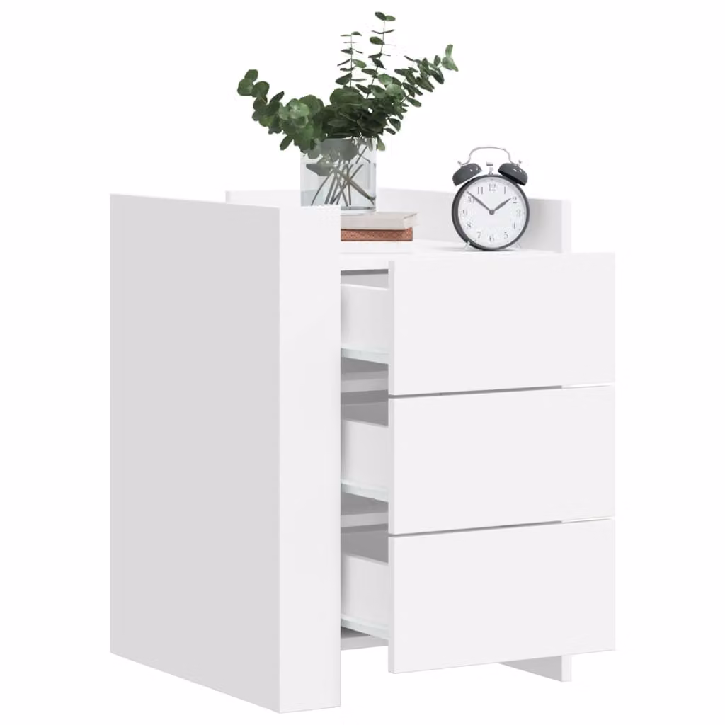 Comodino moderno vidaXL bianco in legno e MDF da appendere a parete L: 45 cm, P: 50 cm, H: 65 cm