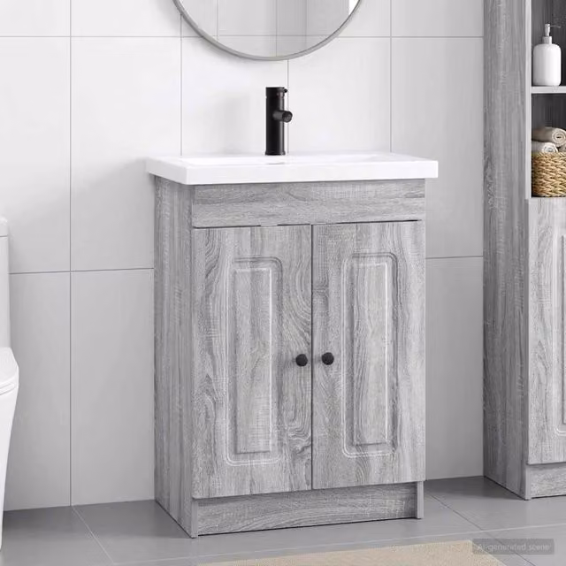 Set di mobili per il bagno Sonoma grigio 78,5 x 37,5 x 81 cm 3404180