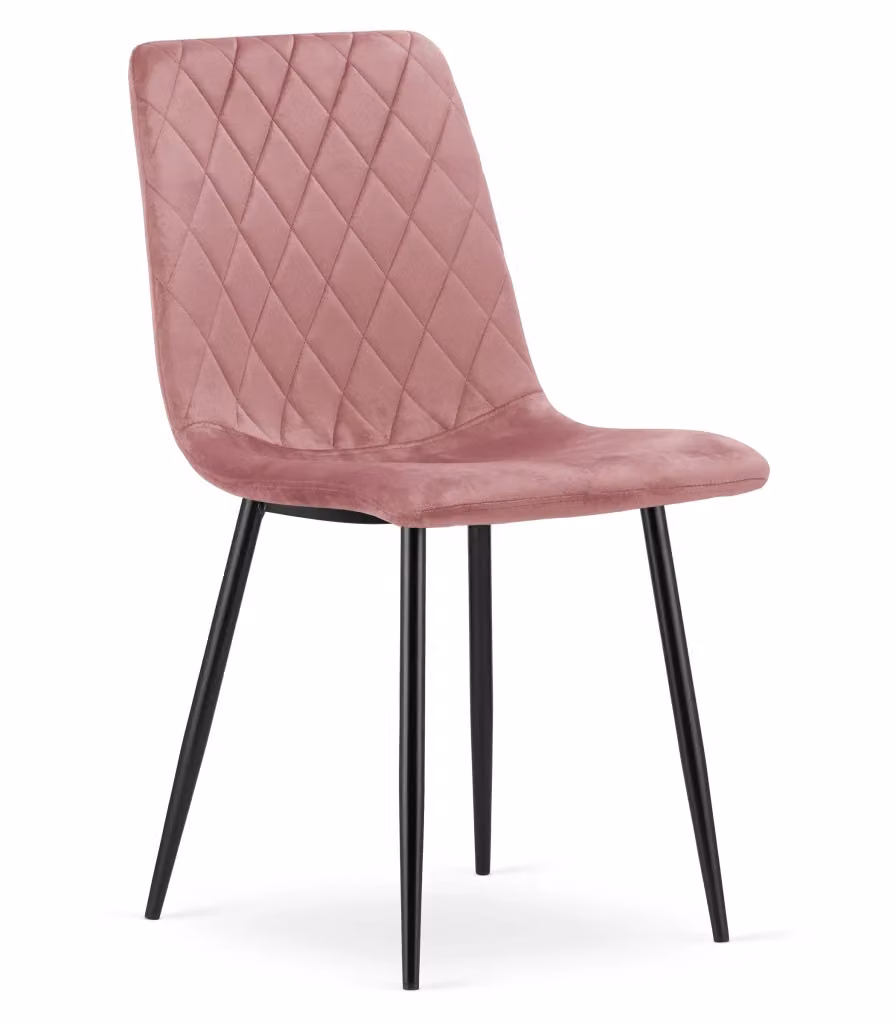 Set di 4 sedie Valora in velluto rosa con gambe in metallo nero per soggiorno e ufficio – 2