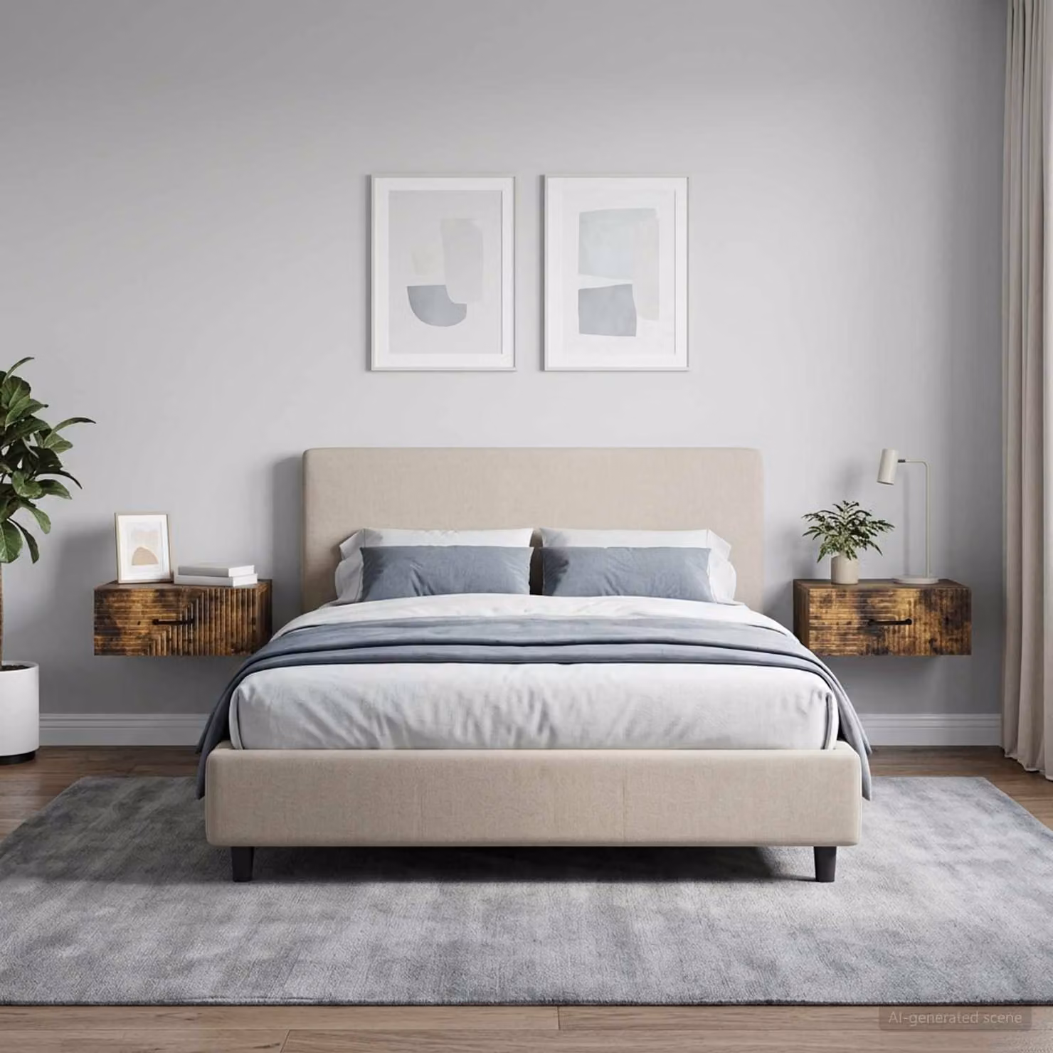 Set di 2 Mobiletti da notte sospesi vidaXL in Rovere Fumo L: 49 cm, P: 34,5 cm, H: 20 cm
