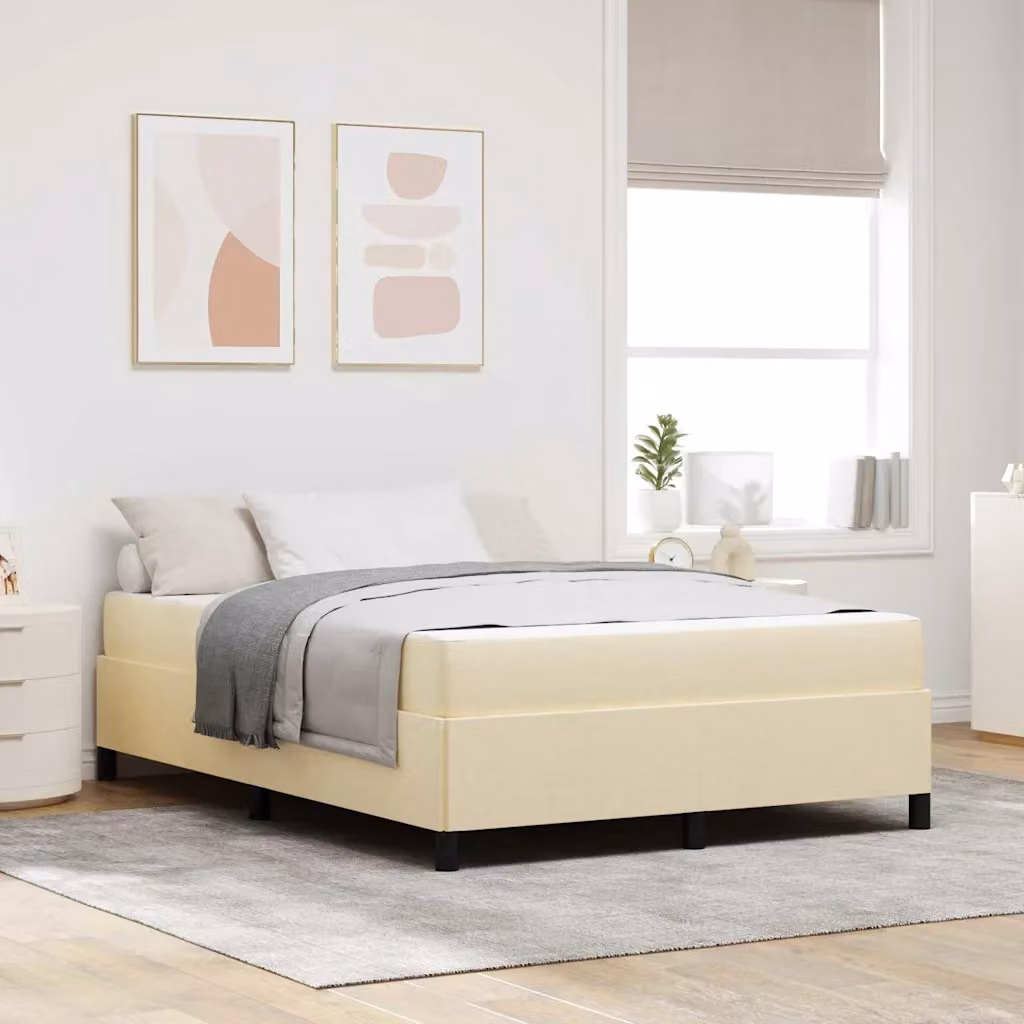 Letto a molle vidaXL in tessuto beige L 140 x P 200 cm