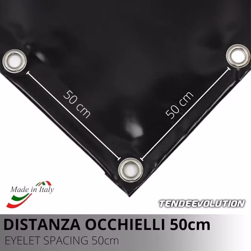 Telo in PVC Impermeabile Tendeevolution Colore Avorio con Occhielli 650g/mq L: 10 m, P: 9 m – 2