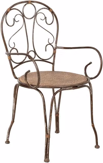 Sedia in metallo e rattan WANDERLUST DECO marrone L: 52,7 cm, P: 50,1 cm, H: 45/92,7 cm