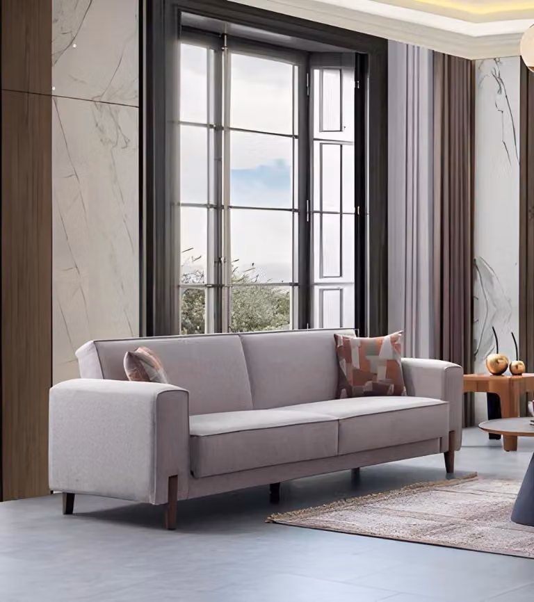 Beiger Dreisitzer Luxus 3-Sitzer Wohnzimmer Designer Sitzmöbel Sofas