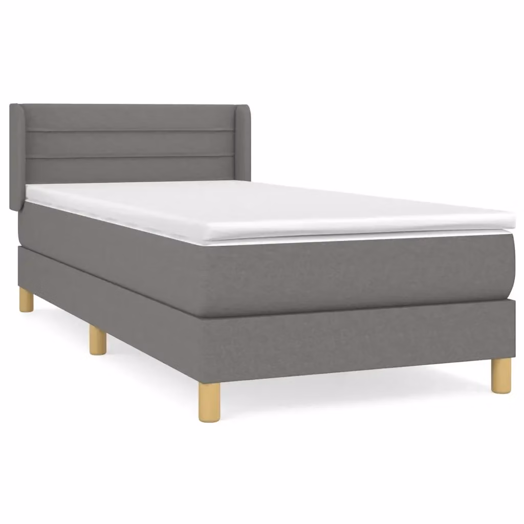 Letto Ibrido vidaXL con Giroletto a Molle e Materasso in Tessuto Grigio e Bianco L/P/H: 90 x 190 x 88 cm – 2